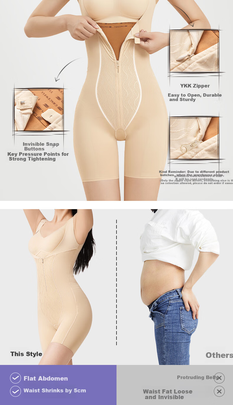 GRACEWELL One-Piece Shapewear Strong Tummy Control Hip Lift Postpartum Waist Trainer Seamless Body Shaping Slimming Suit Women Black 2X 5