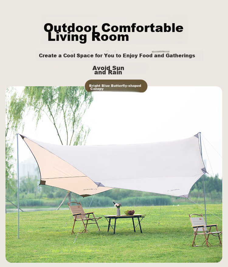 WhitePeak Silver-Coated Hexagonal Sunshade Tent for Outdoor Camping, Sun Protection, Rain Protection, Portable Picnic Tarpauli 4