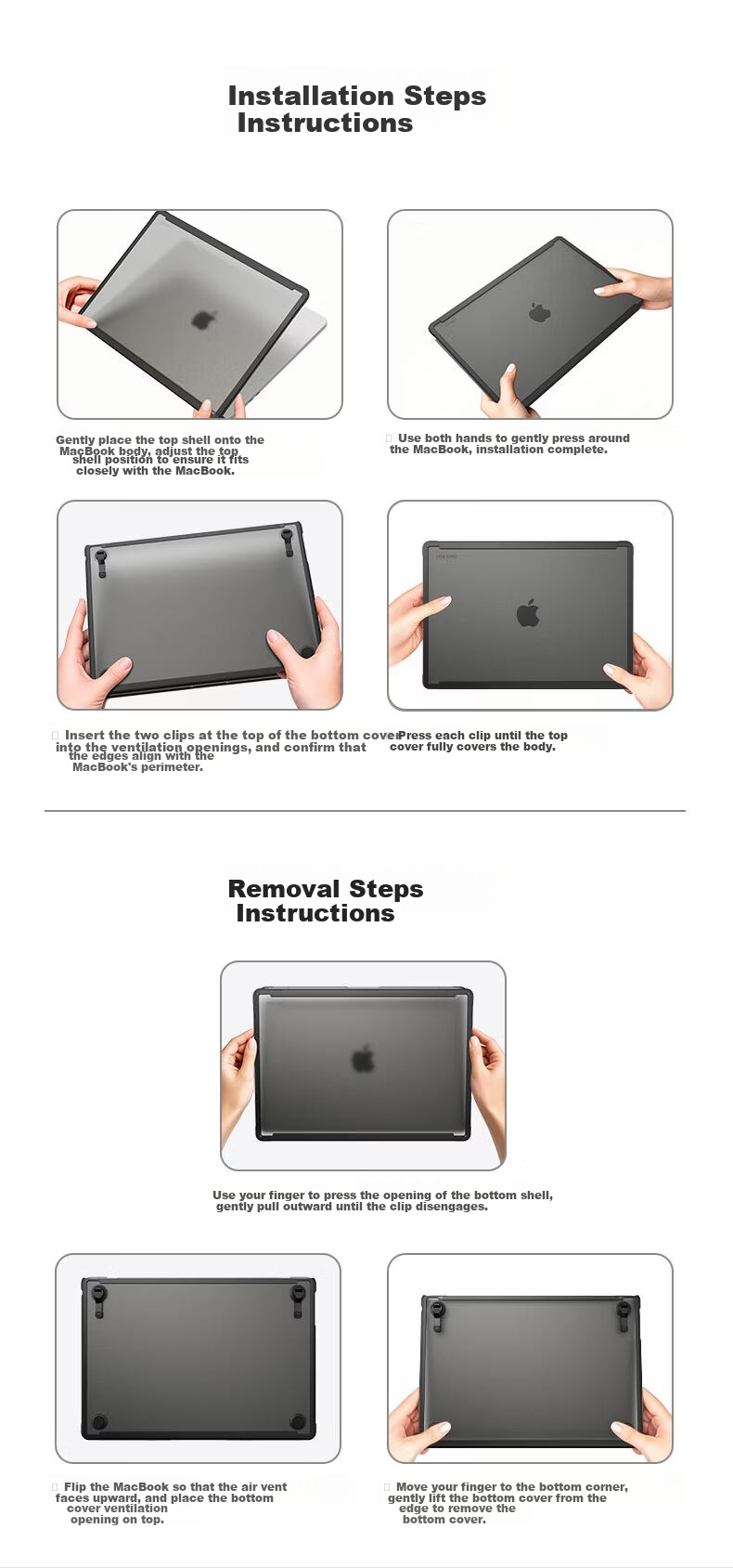 VOKAMO 2026 New M5 Compatible MacBook Pro 14-inch M5/M4/M3 Laptop Case Protective Cover Portable Semi-Transparent Black 15
