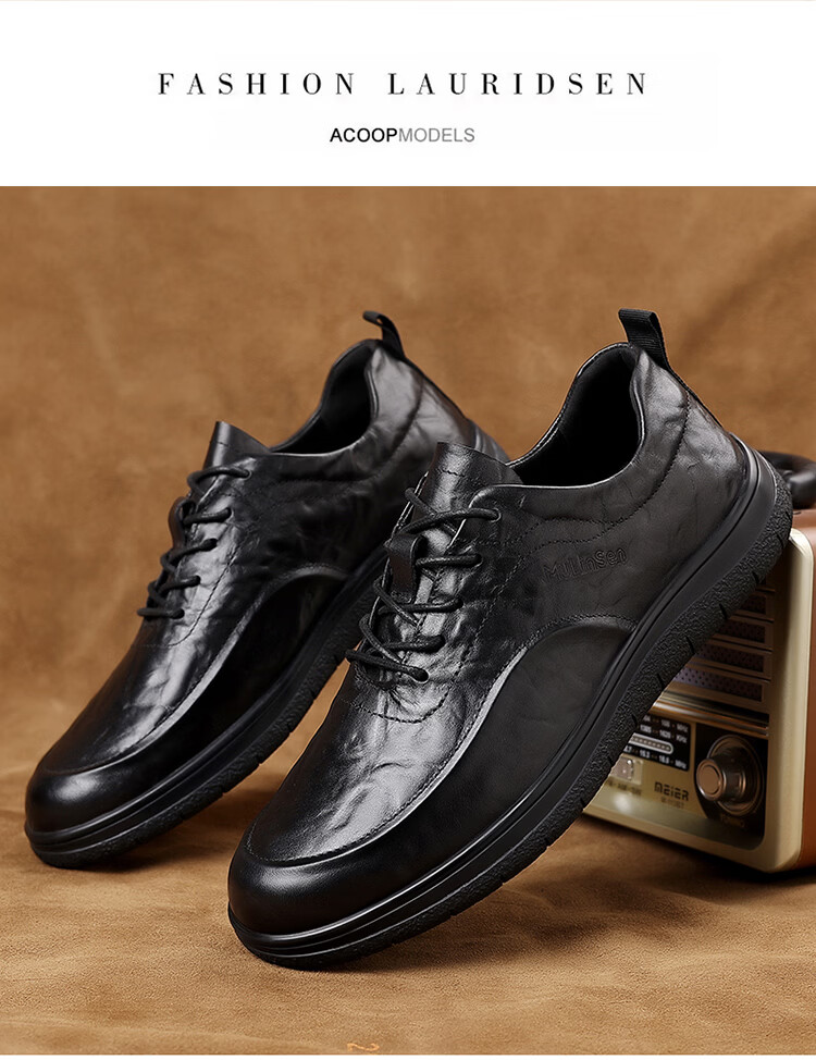 Mulinsen First Layer Cowhide Men's Shoes New British Style Genuine Leather Business Casual Commuter Derby Shoes 19