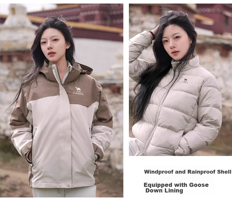 CAMEL Outdoor Waterproof Jacket, Triple Protection Goose Down, Cold-Resistant And Warm Three-In down Coat for Men, A14CF03675 3