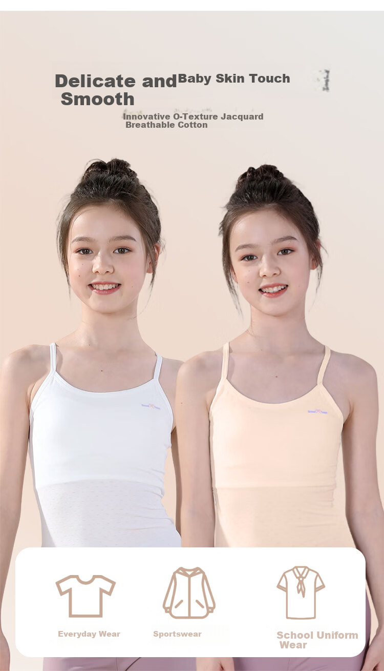 GUJIN 2-Pack Girls' Underwear Set Ages 8-13, Developmental Stage Girls' Bras, Elementary School Camisole Vest Stage 1 5