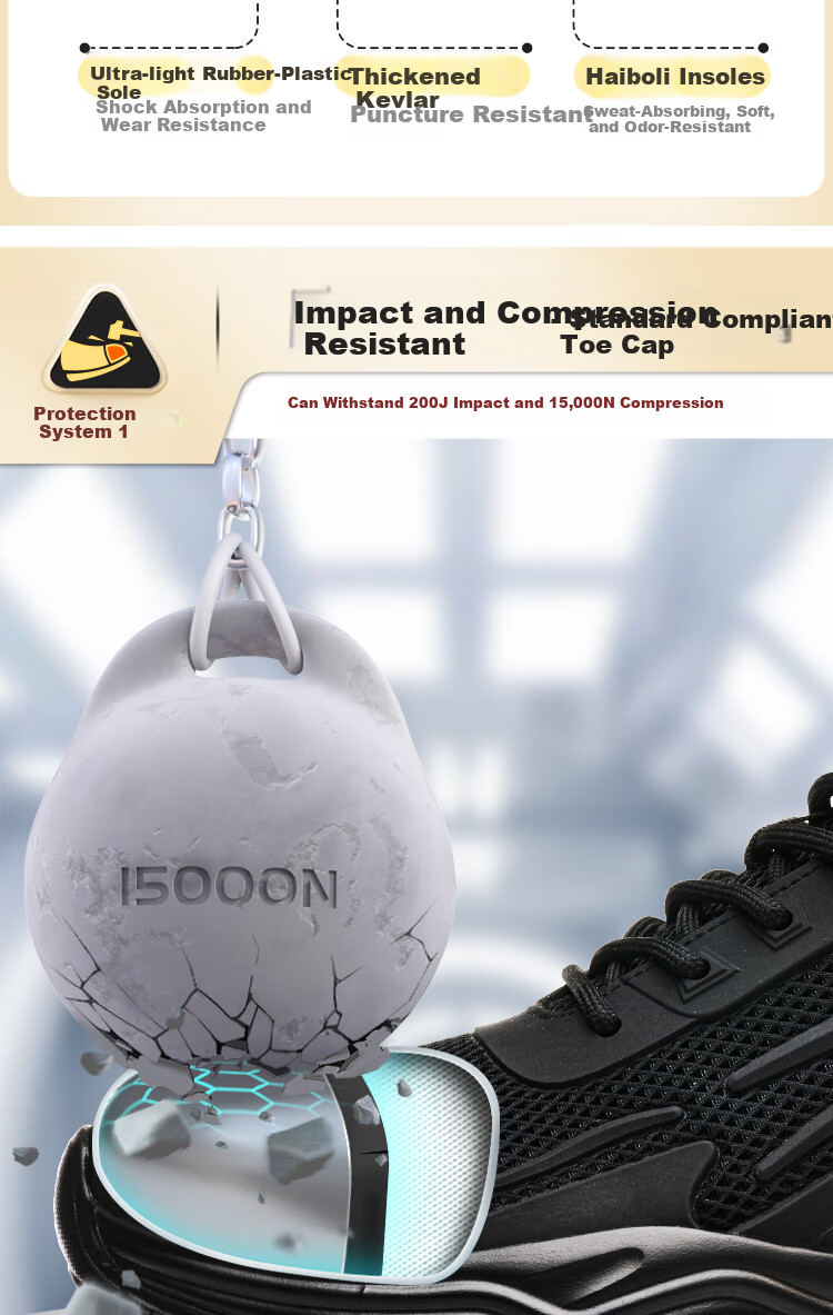 Dinggu Men's Safety Work Shoes Steel Toe Anti-Smash Anti-Puncture Durable Summer JD1666BDW42 2