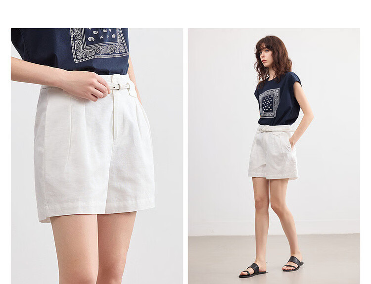 Demana [With Linen Cotton] Summer Simple Commuter Loose Shorts Slim Fit Versatile Women's Casual Pants 9