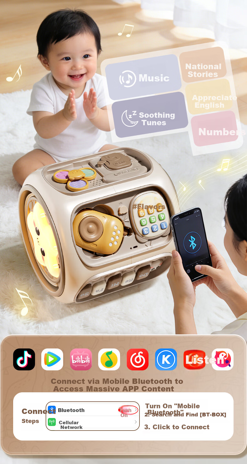 Cute Stone Children's Toy, Educational Hand Drum for Infants Aged 0-1 Years Old, Montessori Early Education Multi-Sided Object, Baby Birthday And First-Year Gift 9