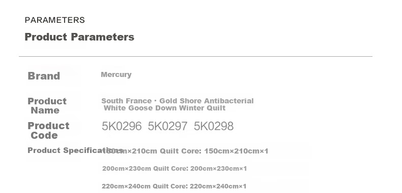 Mercury Home Textiles 95% White Goose Down Quilt Winter Thickened Double Bed Southern France Series 220×240cm 1100g 33