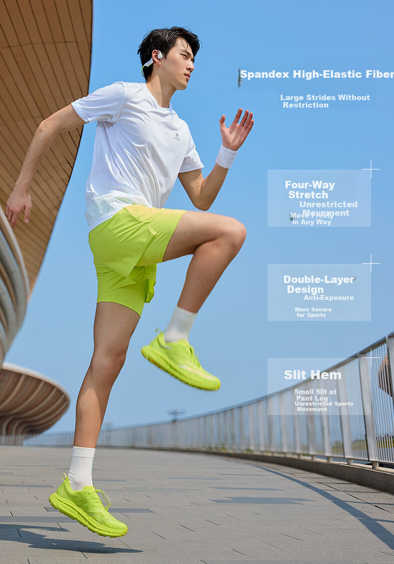 CAMEL Quick-Dry Men's Sports Shorts Anti-Exposure Fitness Training Running Pants C16BA4L0075 Fluorite Green XL 3