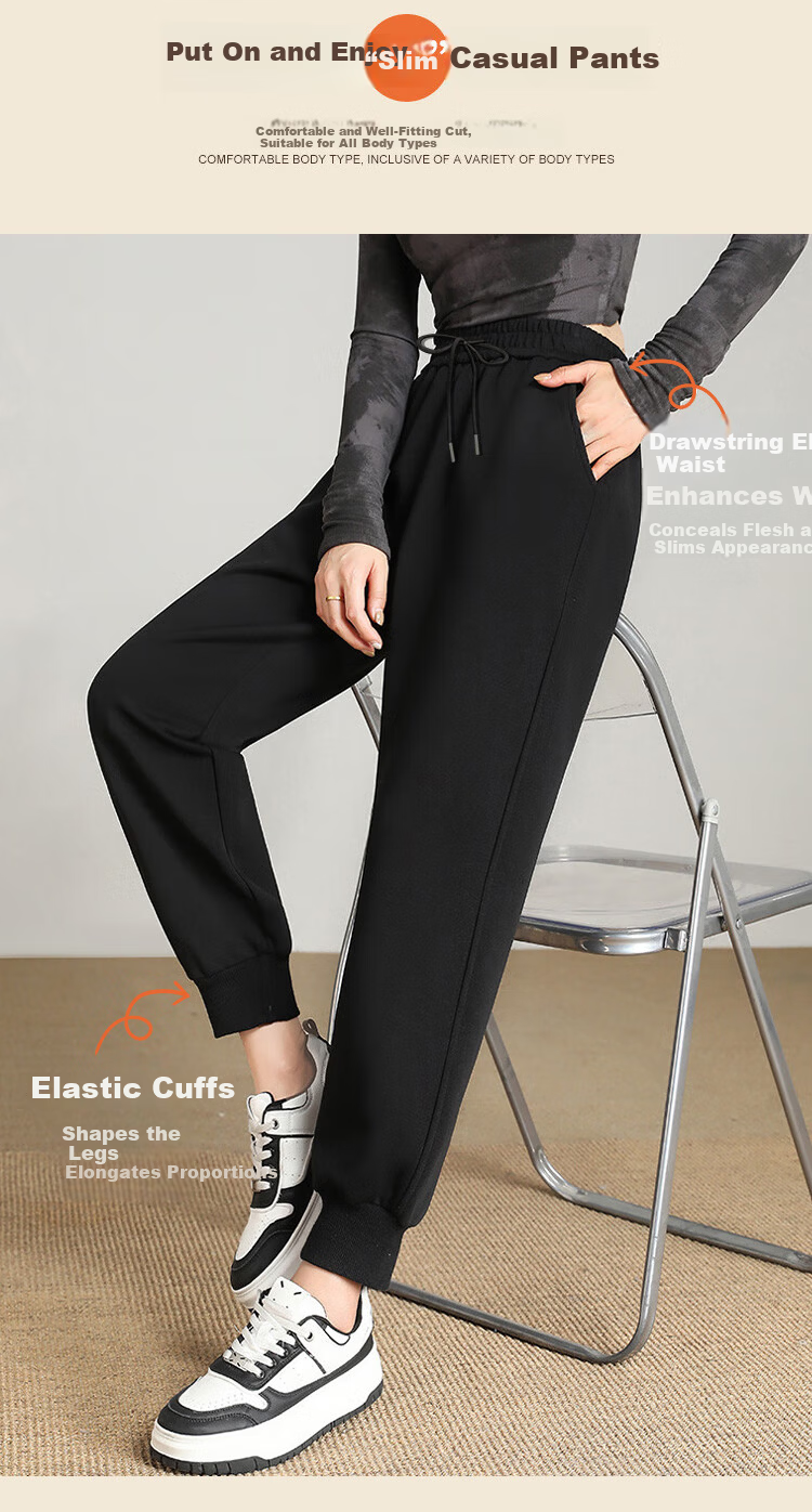 MiiOW Women's Sweatpants, Windproof Pants, 2025 New Style, Loose-Fitting, Elastic Ankle, Plus Size, Petite, Casual Joggers, Winter Fleece-Lined 3