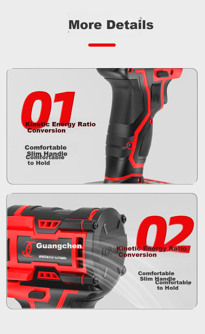 Guangchen Electric Wrench High Torque Impact Lithium Battery Wrench Air Impact Wrench Scaffold Foot Automotive Repair Socket Set Power Tools 28