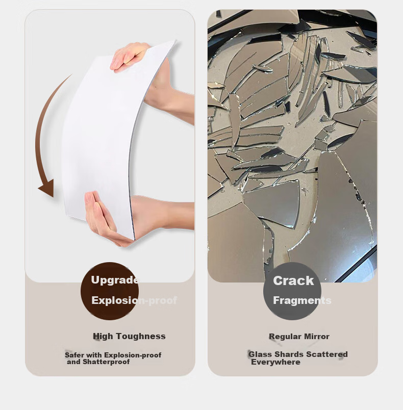 Xiangzhubian Soft Mirror Wall-Mounted Self-Adhesive Acrylic Full-Length Mirror No Drilling Bathroom Dressing Mirror Home Makeup Mirror 40*120cm 14