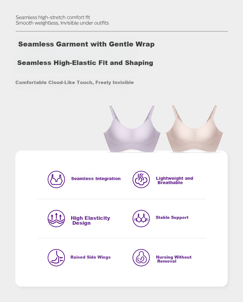 AVENT One-Piece Nursing Bra Anti-Sagging Push-Up Maternity Seamless Breastfeeding Underwear Light Skin Yellow Size L 6