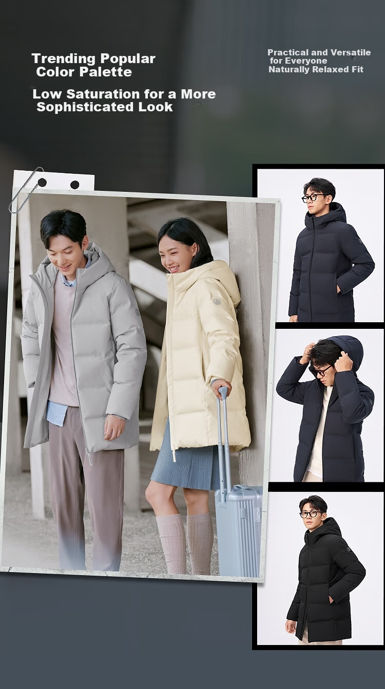 BOSIDENG 25 Years Unisex Couple's Winter 90% Down Thickened Hooded Loose Mid-Length Casual Jacket Gift 6