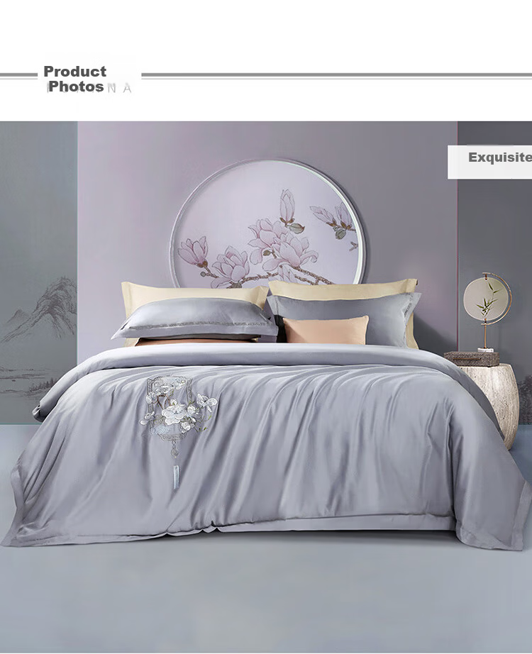 FUANNA Four-Piece Set 100% Pure Cotton Brushed Bedding Set Cotton Bed Sheet Duvet Cover Single Double Dormitory 1.5m Bed 203x229cm 8