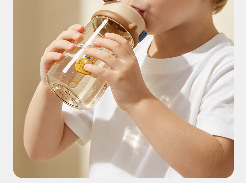 HAERS Baby Insulated Cup Ocean Blue Straw Training Cup Gravity Ball Anti-Choke Children's Water Bottle Children's Day Gift 24