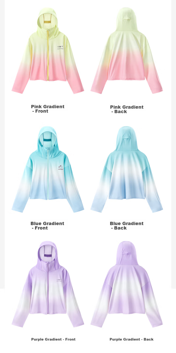 Disney Kids Summer Sunscreen Jacket Ice Silk Cooling Sun Protection Hooded Thin UV Protection UPF50+ Pink 140 6