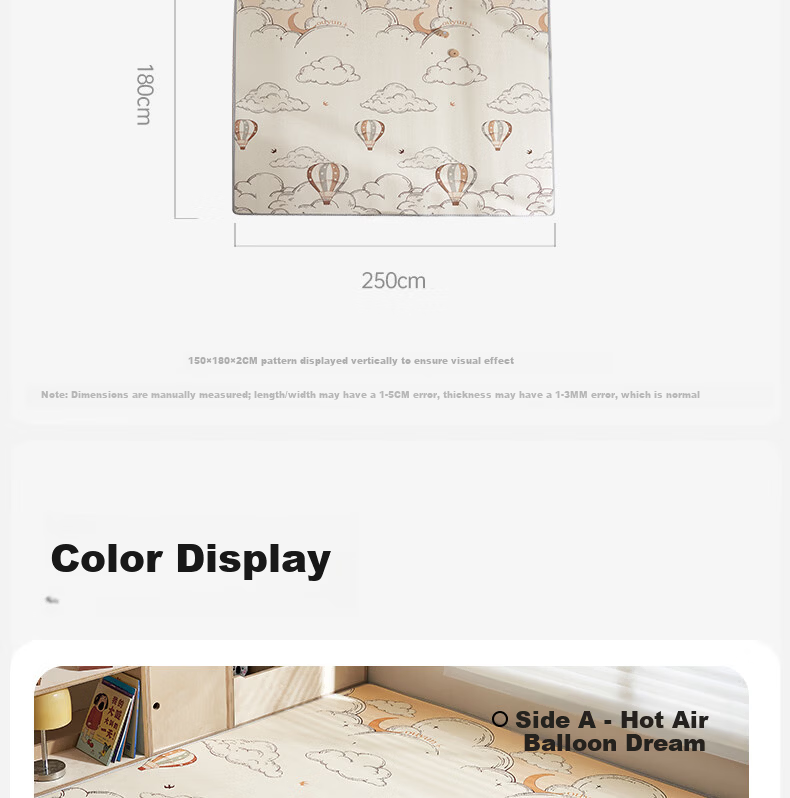 OUYUN Baby Crawling Mat Thickened Children's Crawling Mat iXPE Integrated Floor Mat Snow Village + Bear 2×1.8m 30