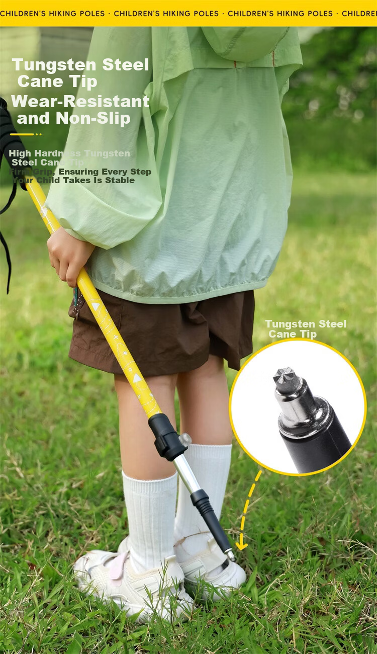 CAMEL Kids Parent-Child Ultralight Telescopic Folding Hiking Trekking Pole Outdoor Anti-Slip Walking Stick Sunshine Yellow 0018 7