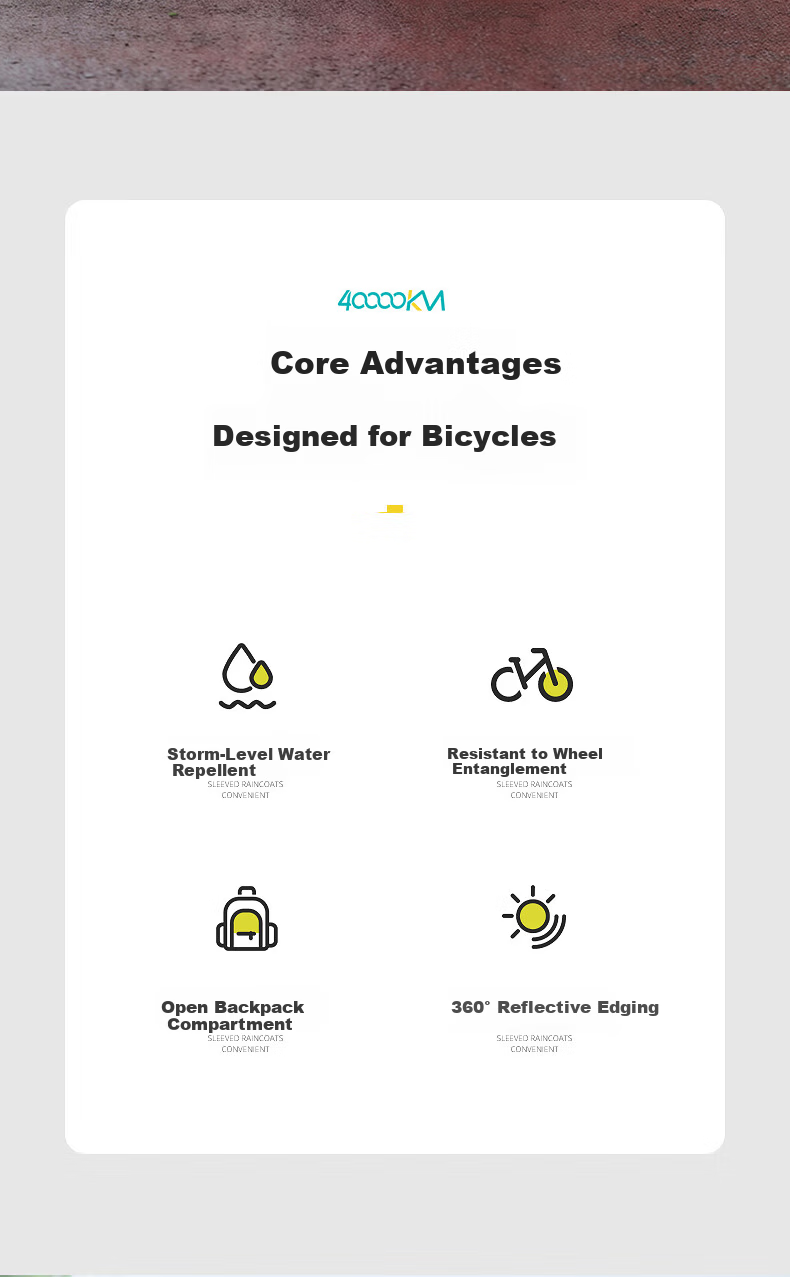 40,000KM Bicycle Raincoat Oxford Cloth Raincoat Electric Vehicle Student Adult Single Person Unisex Raincoat 2