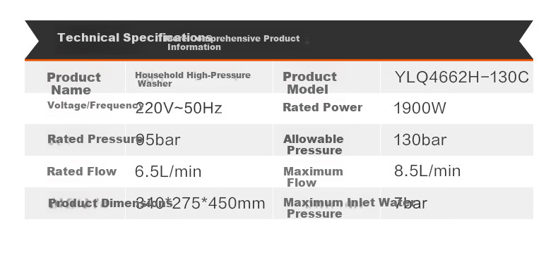 Yili High-Pressure Car Washer, 2100W Household Cleaning Machine, High-Pressure Water Gun, Powerful Household Car Washing, Floor Cleaning Roller Model 5650H 13