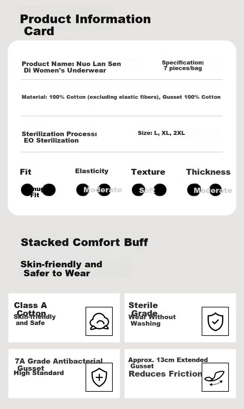 NOLANSEND Women's Disposable Underwear A-Class Cotton Sterile Maternity Postpartum Travel Wash-Free 7-Pack Size L 1