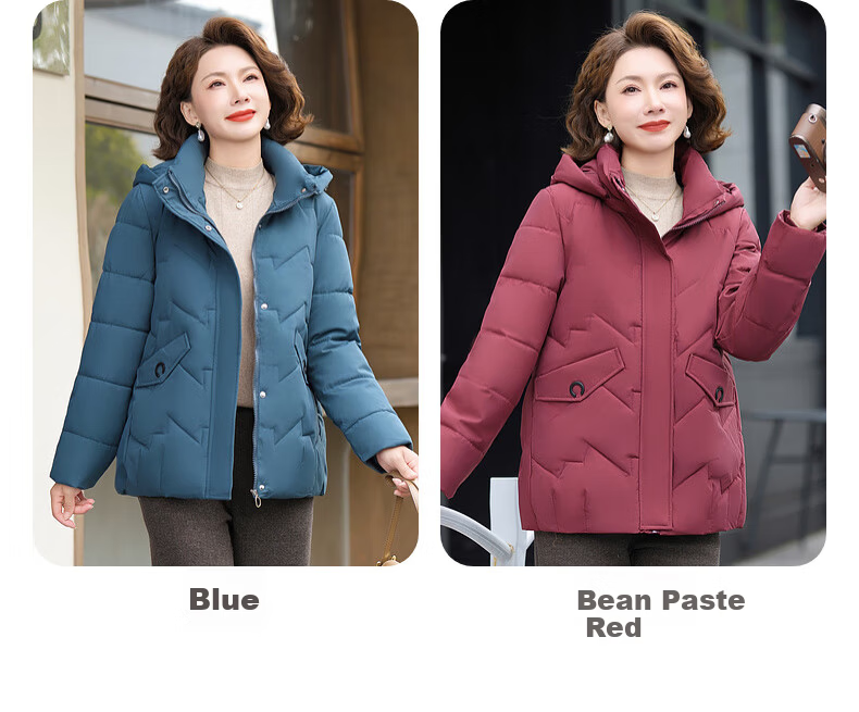 Hengyuanxiang Middle-aged Mom Winter Mid-length Down Cotton Jacket Thickened Fleece-lined Coat for Middle-aged and Elderly Women 6