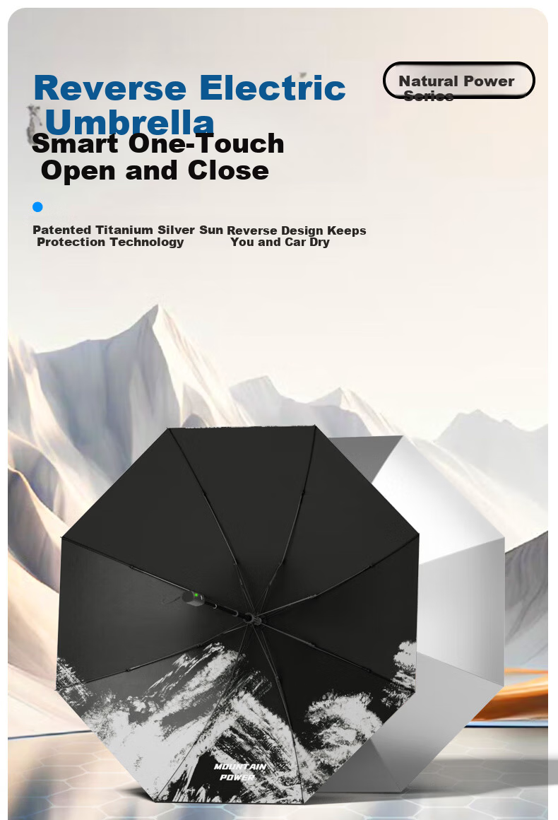 Full-Automatic Electric Umbrella Smart Automatic Rain Umbrella Dual-Use Sun and Rain Umbrella Sunshade Black Coating UV Protection Sun Umbrella 2