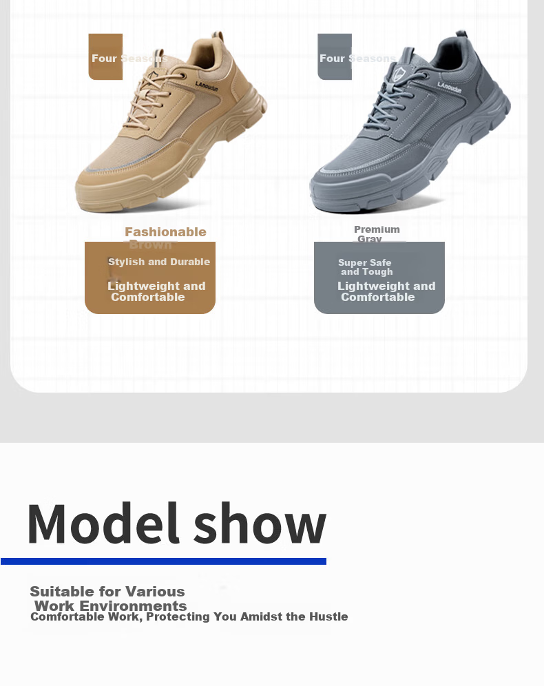 BlueOwl Shield Men's Summer Breathable Lightweight Comfortable Anti-Smash Anti-Puncture Steel Toe Safety Work Shoes DL216 Size 42 13