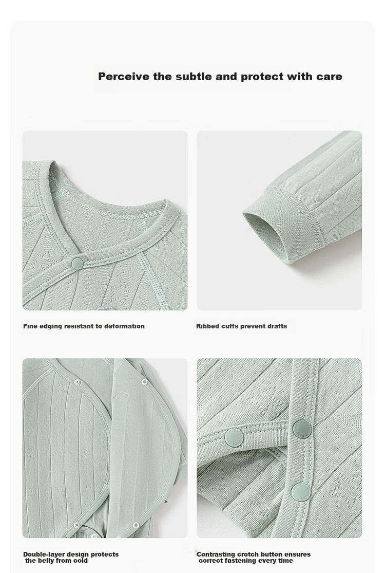 Babylove Newborn Cotton Tie-Up Jumpsuit Spring Autumn Infant Breathable Jacquard Monk Suit 6