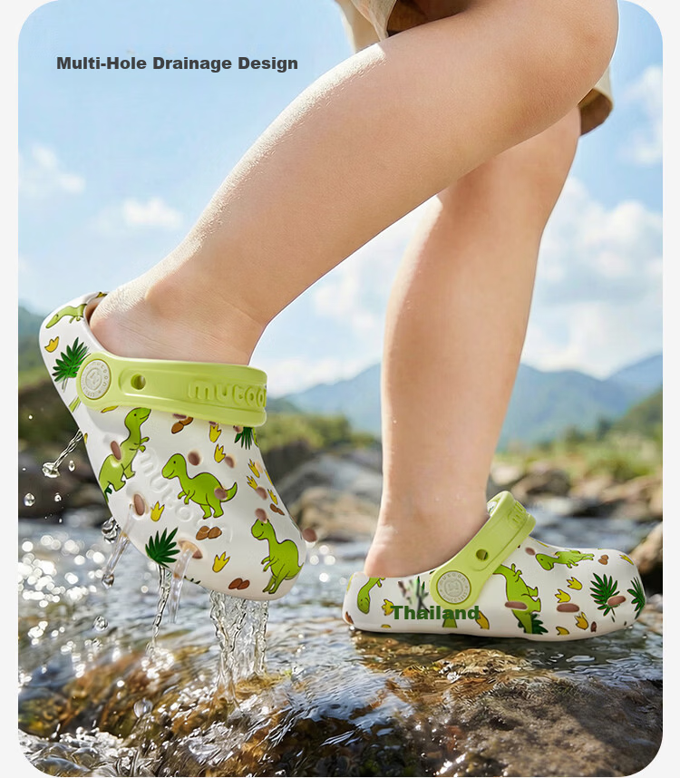 Mutong Baby Boys' Slippers Size 26 Summer Cartoon Printed Ventilated Shoes Girls' Outdoor Water Beach Shoes Jungle Green 130 10
