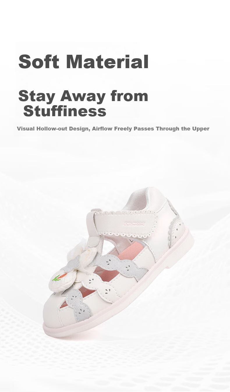 DR·KONG Summer Girls Princess Open-Toe Sandals with Velcro Children's Sandals Beige/Grey Size 28 4