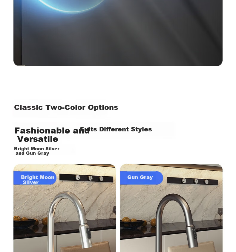 MOEN Gunmetal Kitchen Faucet Pull-Out Rotatable Multi-Function Splash-Proof 13350 13