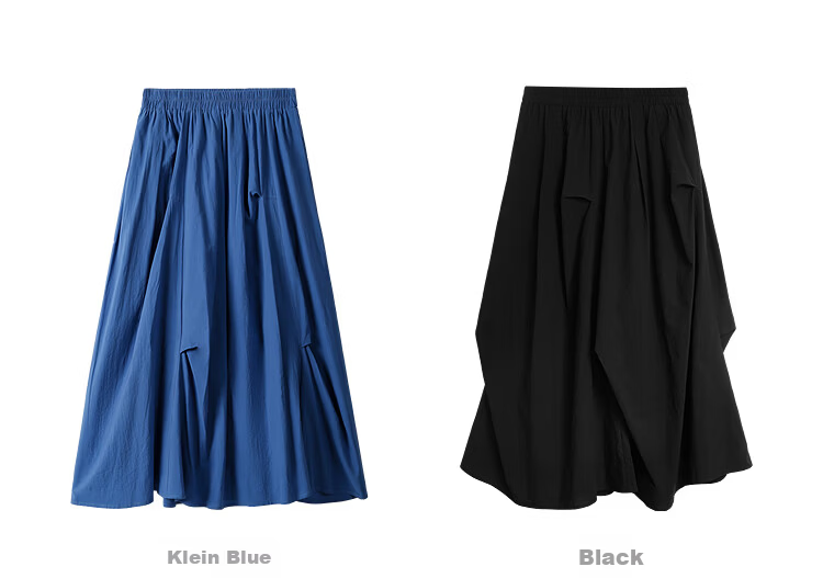 INMAN INMAN Fashion-Forward Blue And White Porcelain Klein Blue Irregular Midi Skirt, Summer 2026 Long Skirt, Klein Blue XL 19
