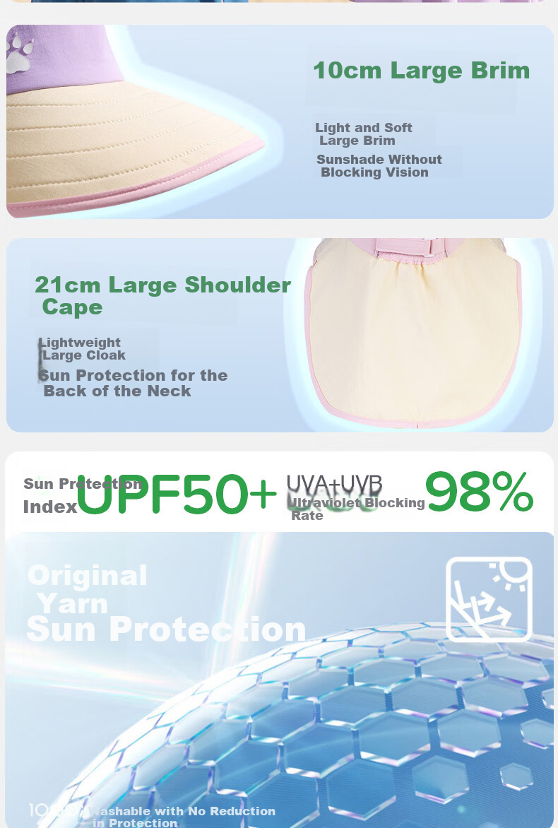 KELME Kids Sun Protection Hat Wide Brim Unisex Children 3-15 Years Open Top Cape Beach Sun Hat 3