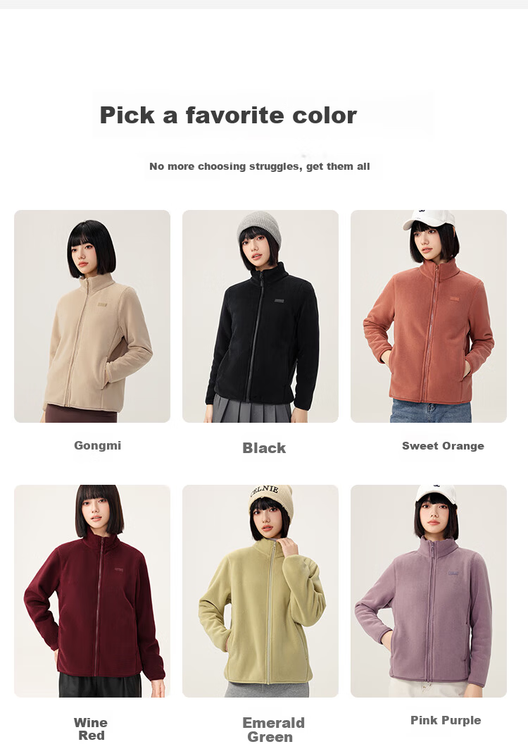 Snow Flying Women's Fleece-Lined Casual Fashion Windproof Stand Collar Polar Fleece Jacket New Tender Yellow Fleece-Lined M 13