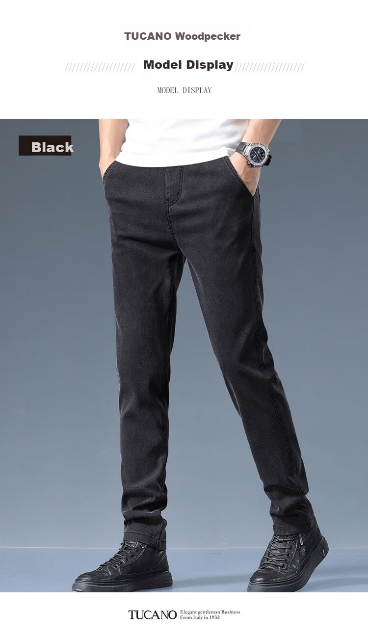 TUCANO Men's Casual Pants Spring Summer Business Loose Straight Trendy Versatile Long Pants Black 32 1