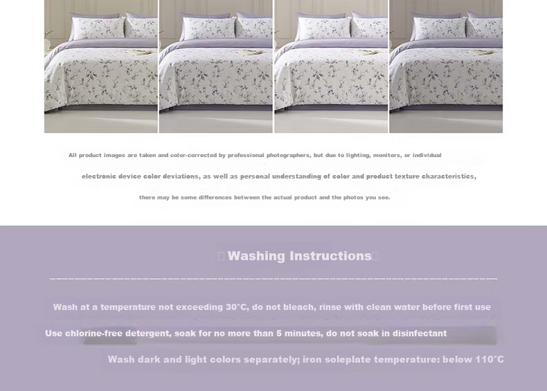 BEYOND Home Textiles, 60-Count Xinjiang Long-Staple Cotton Four-Piece Set, Luxury Pure Cotton Bedding Set, Cotton Bed Sheet And Duvet Cover for 1.8-Meter Bed, Yeying Home Furnishings 12