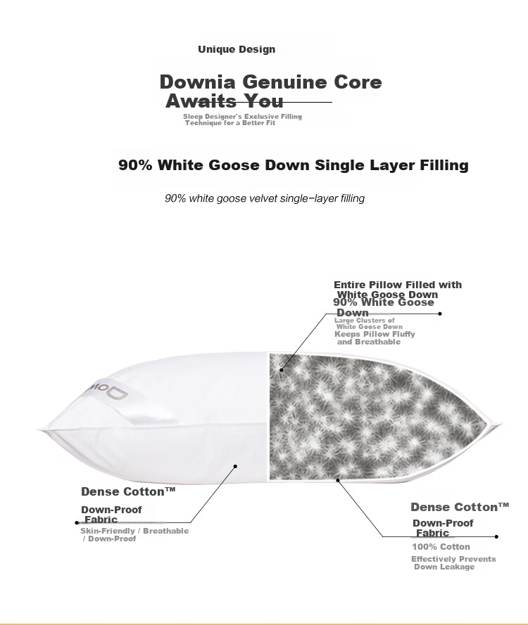 Downia JW Five-Star Hotel White Goose Down Pillow 90% White Goose Down Luxury Pillow 74*48CM 8