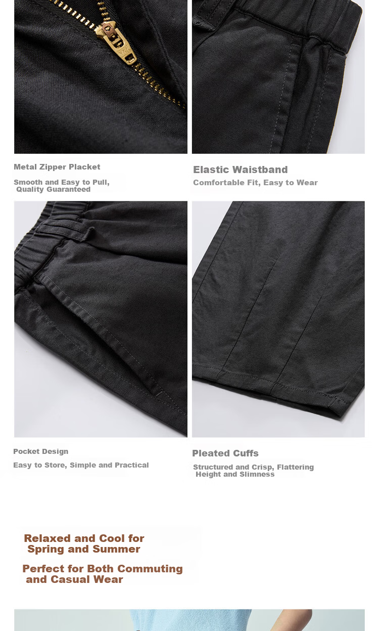 Giordano Women's Linen Pants 2026 Summer New Cotton Linen Elastic Waist Loose Cropped Curved Pants 13426316 9