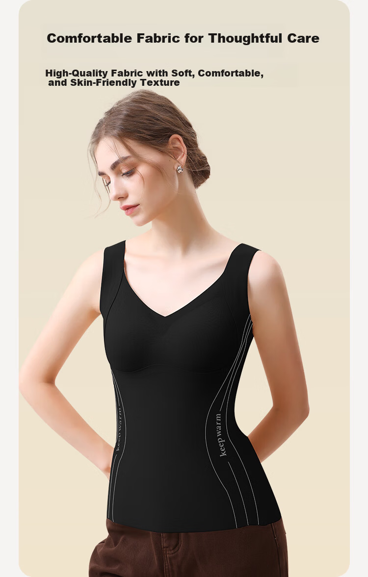 MiiOW Women's Shaping Thermal Vest with Chest Pad, Bra-Free Camisole, Autumn Winter Slim Fit Base Layer Top 7