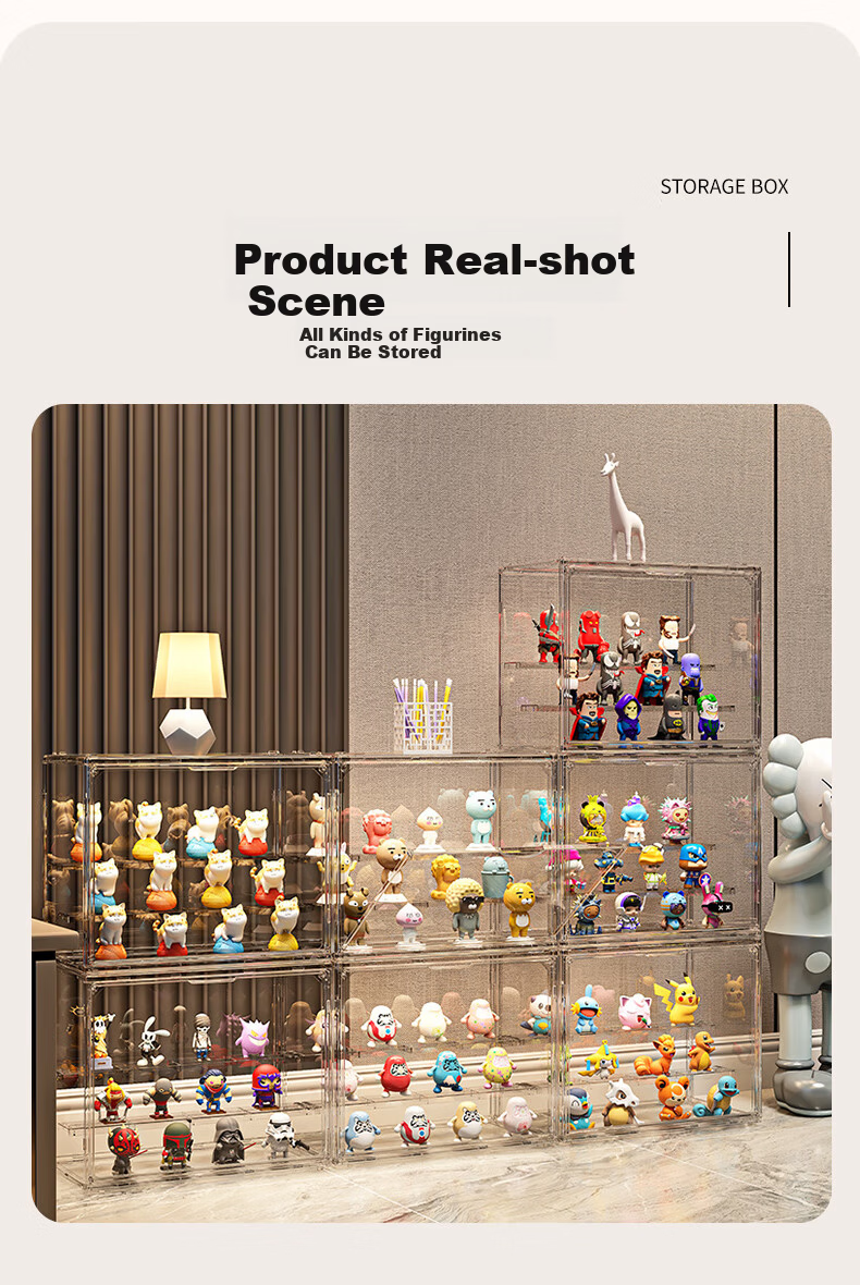 40,000 Kilometers Blind Box Storage Display Rack Transparent Dustproof Figure Storage Box Doll Labubu Pop Mart Model Display Cabinet 10