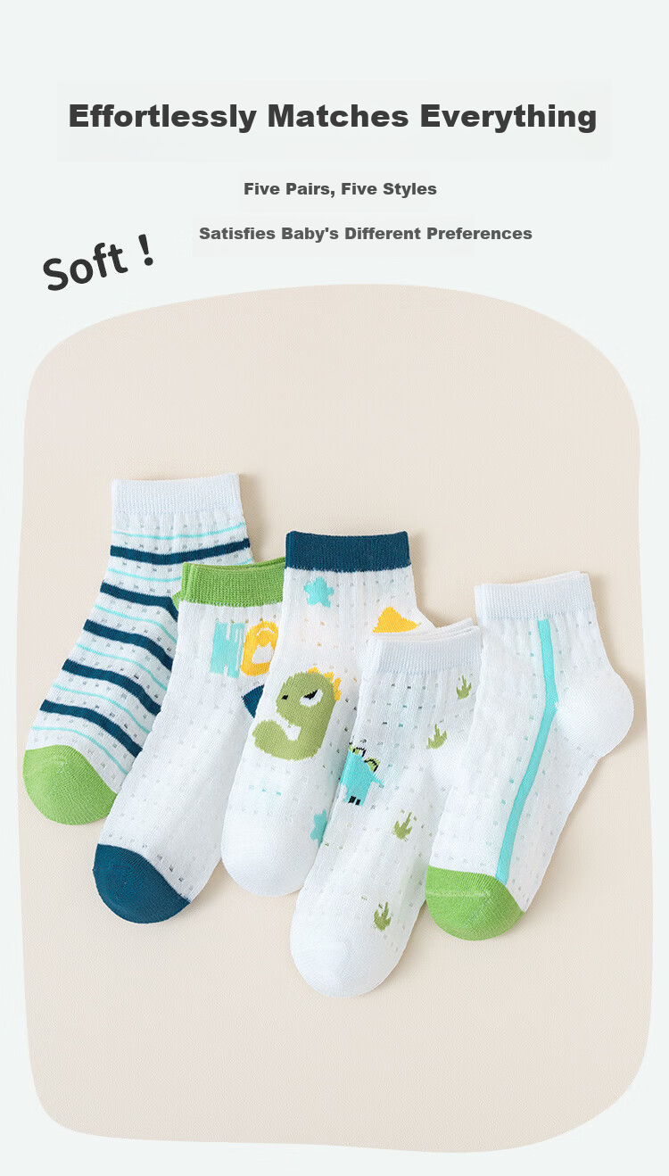 Yuzhaolin Boys' Summer Thin Mesh Breathable Mid-Calf Cotton Socks for Children and Students 6
