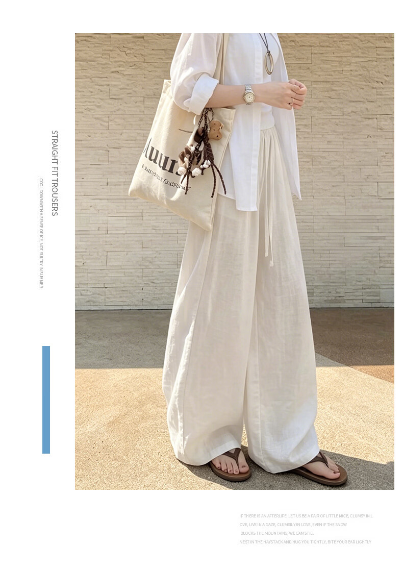 Langsha Linen Wide-Leg Pants for Women 2026 New Summer Thin High-Waist Breathable Relaxed Casual Curved Leg Pants 18