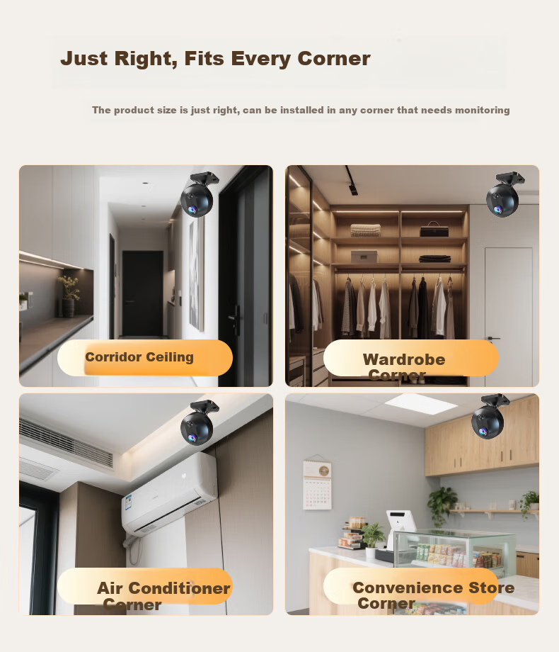 Leiwei Wireless Battery-Powered Home Camera WiFi Remote Monitoring 360° Panoramic Night Vision Mini HD Micro Video Recording Device 3