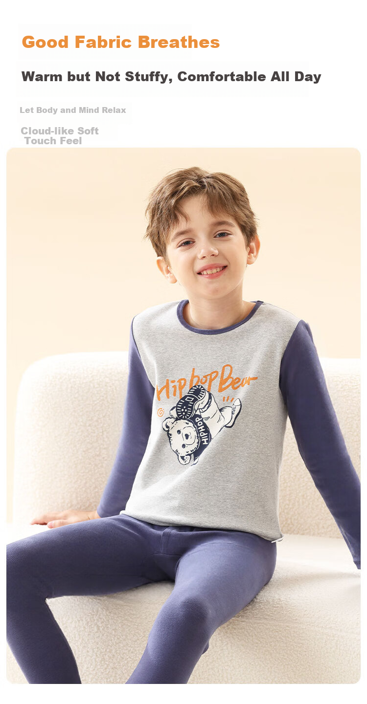 Urban Beauty Children's Thermal Underwear Boys Pure Cotton Autumn Clothes Autumn Pants Big Kids Baby Autumn Winter Youth Cotton Pajama Set 3