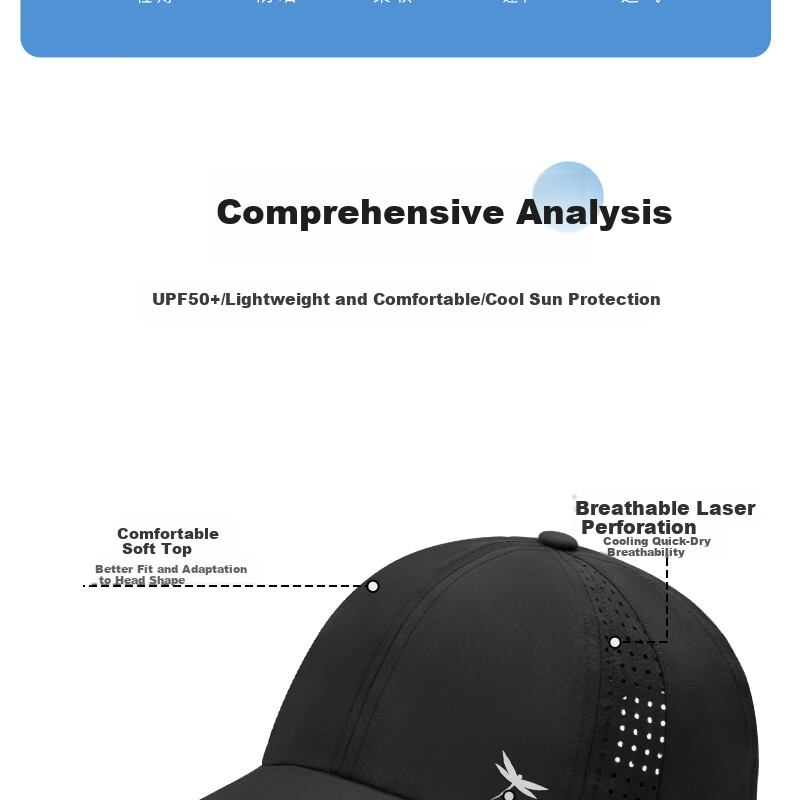 RED DRAGONFLY Men's Summer Sun Protection Hat Long Brim Baseball Cap Quick-Dry Mesh Breathable Sunshade Fishing Hiking Casual Duckbill Cap 3