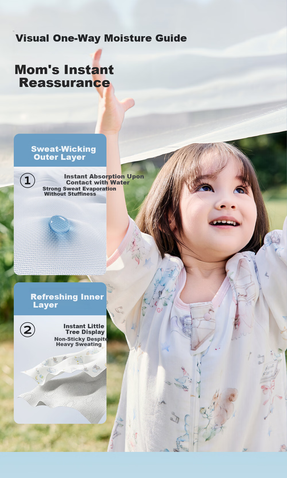 Liangliang Baby Sleeping Bag Bamboo Cotton Gauze Air-Conditioned Room Anti-Kick Quilt for Babies and Children Front 4 Back 2 Fantasy 110/56 8