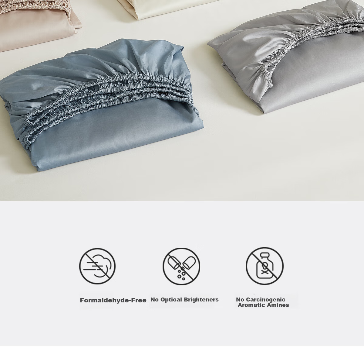 MIDO HOUSE Mingdu 60-Count Washed Cotton Fitted Sheet Single Piece Pure Cotton All-Season Double/Single 180*200+28cm Silver Gray 13