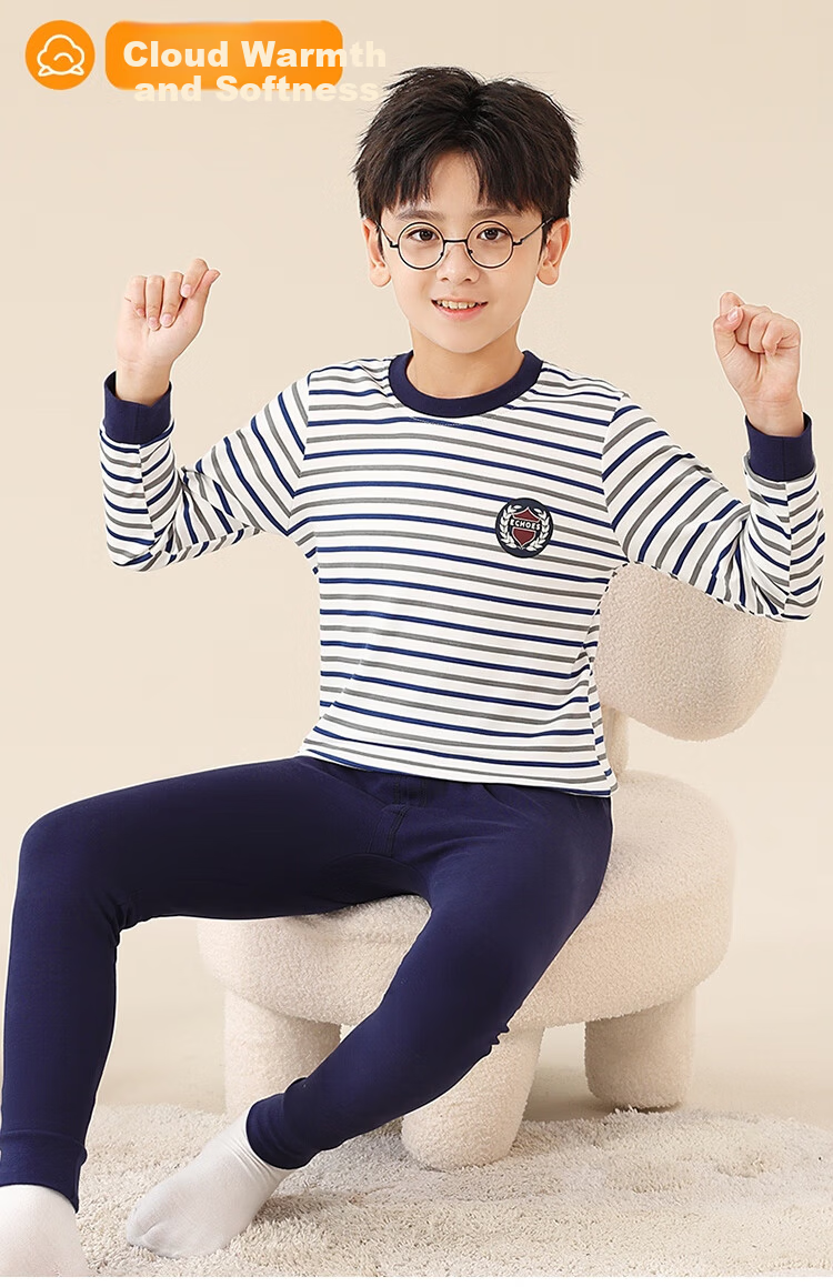 MiiOW Boys' Cotton Thermal Underwear Set Autumn Winter Kids Long Johns Sleepwear 150 2