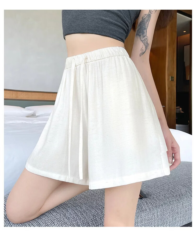 Jeanswest Women's Shorts 2026 Summer Lightweight Linen Loose Wide-Leg Sports Casual Hot Pants Oatmeal XL 14