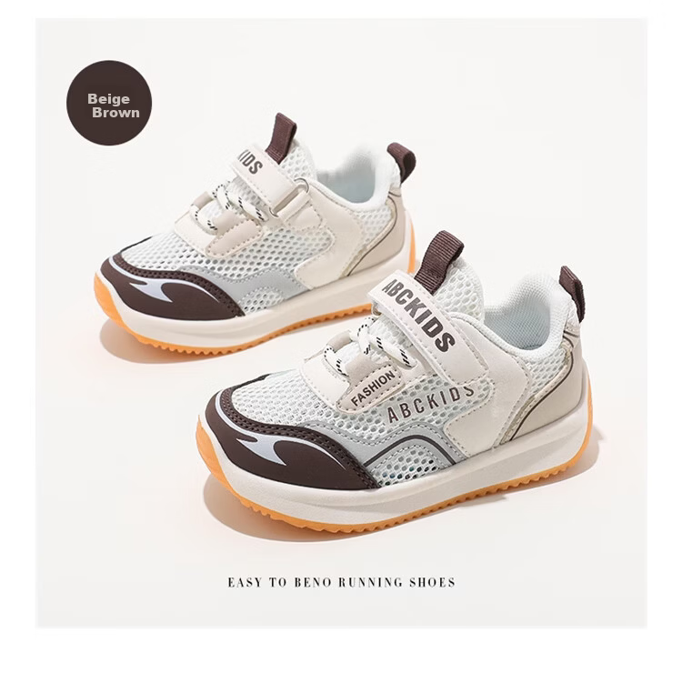 ABC KIDS Kids' Spring 2026 New Single Mesh Sports Shoes Anti-Collision Toddler Shoes Beige Brown Size 26 7